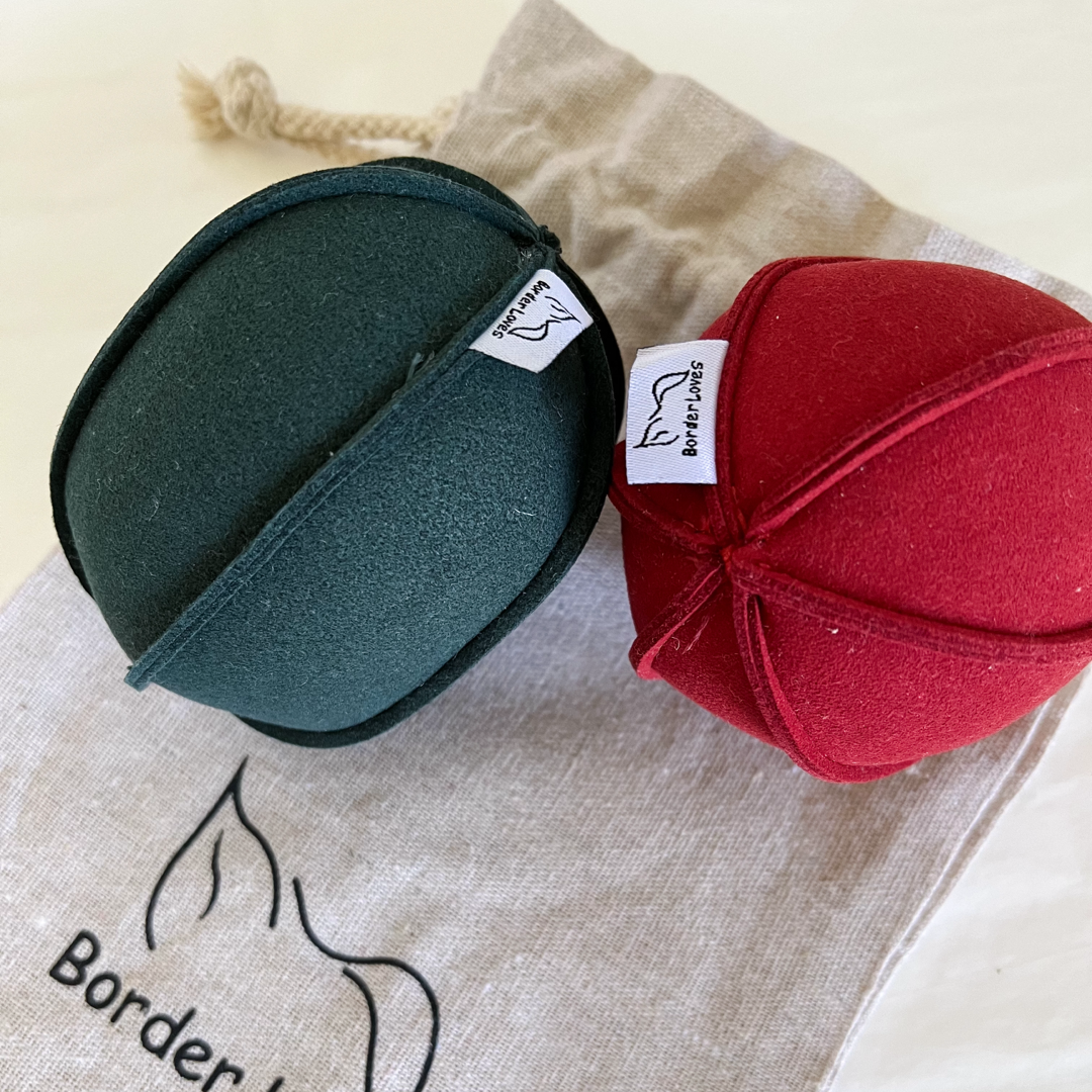 Red and Green Suede Indoor Play Ball Set