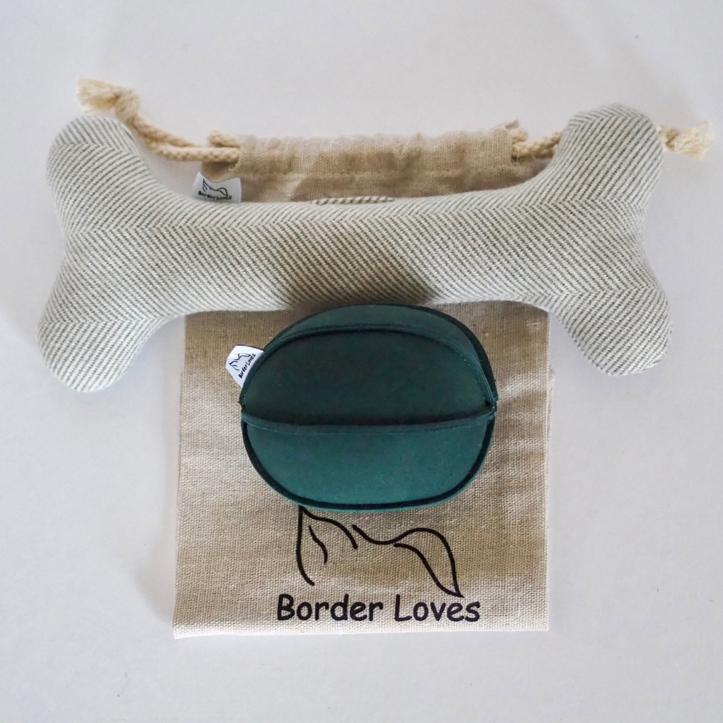 Squeaky Wool Bone and Suede Ball