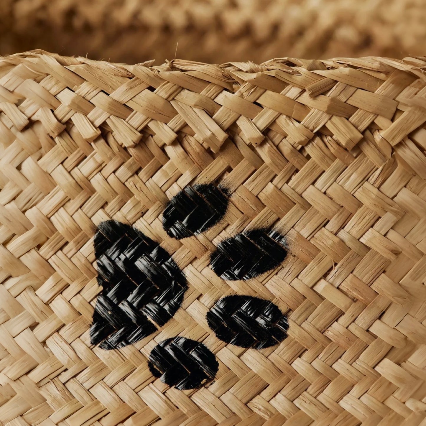 Paw Print Seagrass Dog Basket