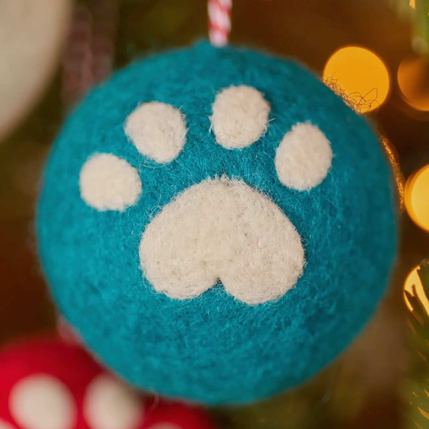Felt Paw Print Christmas Tree Bauble