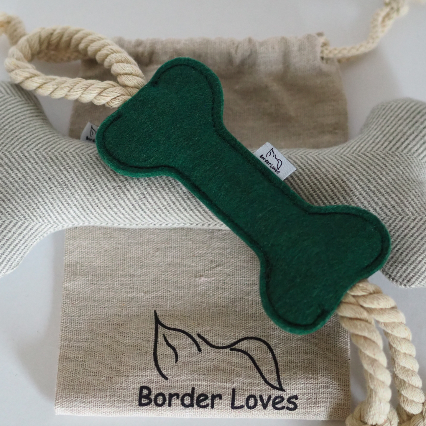 Squeaky Wool Bone and Felt Rope Dog Toys