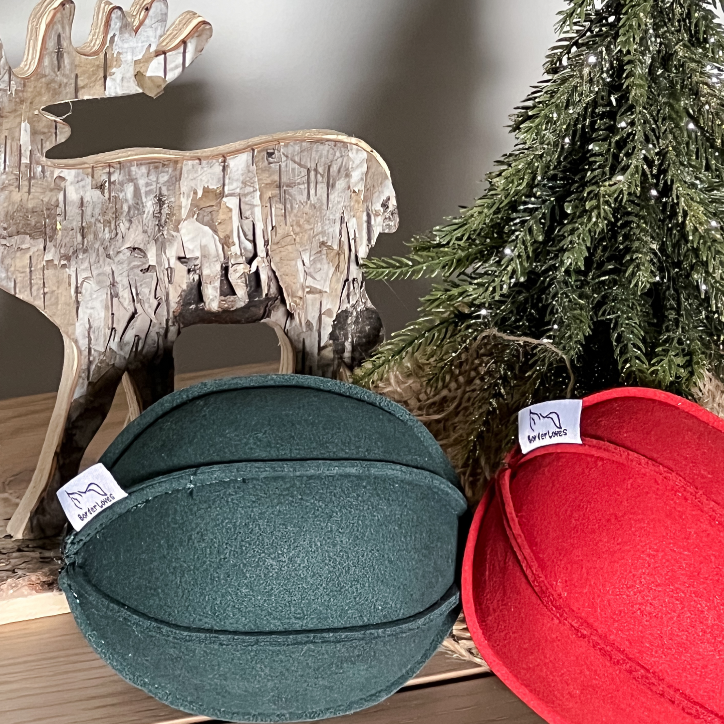 Red and Green Suede Indoor Play Ball Set