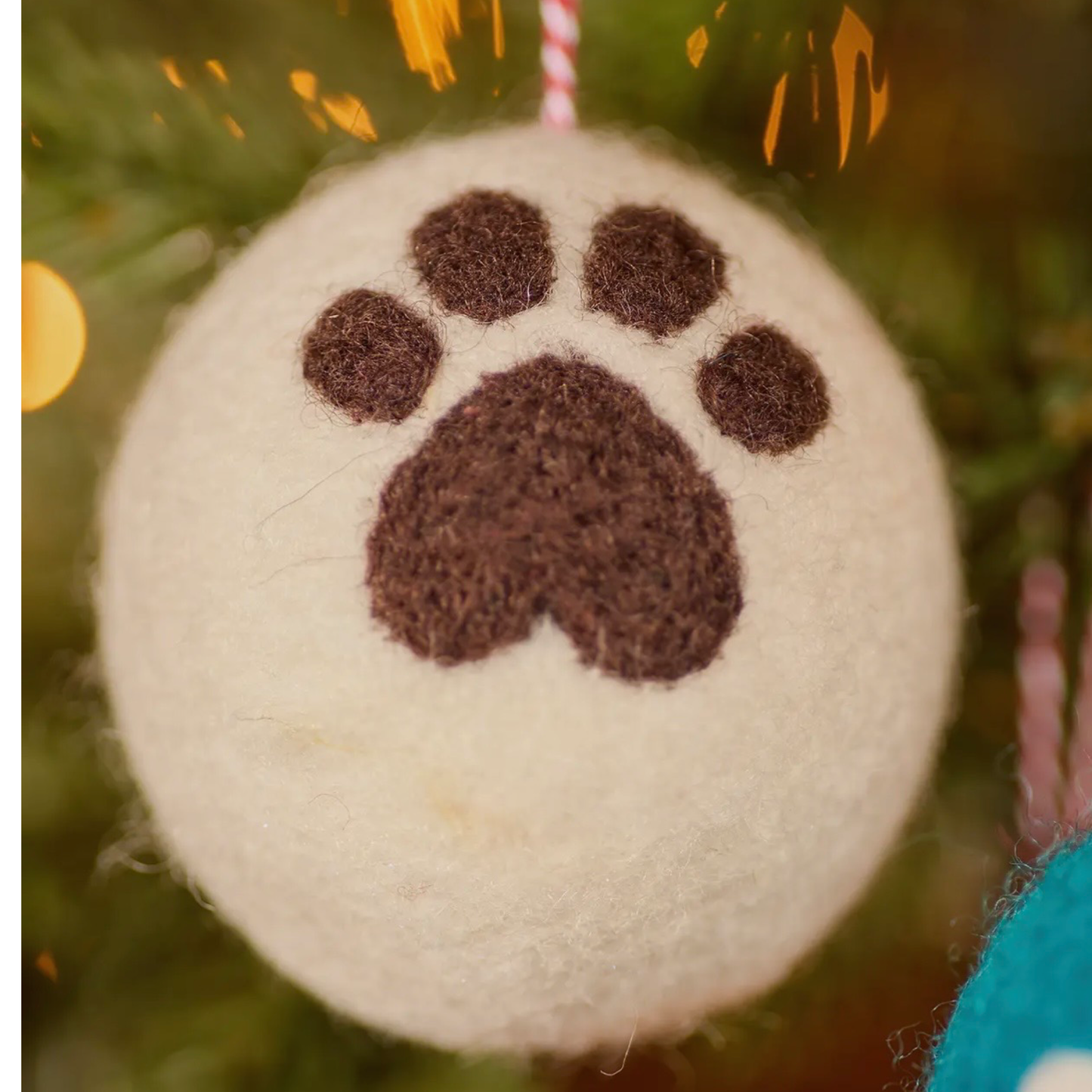 Felt Paw Print Christmas Tree Bauble