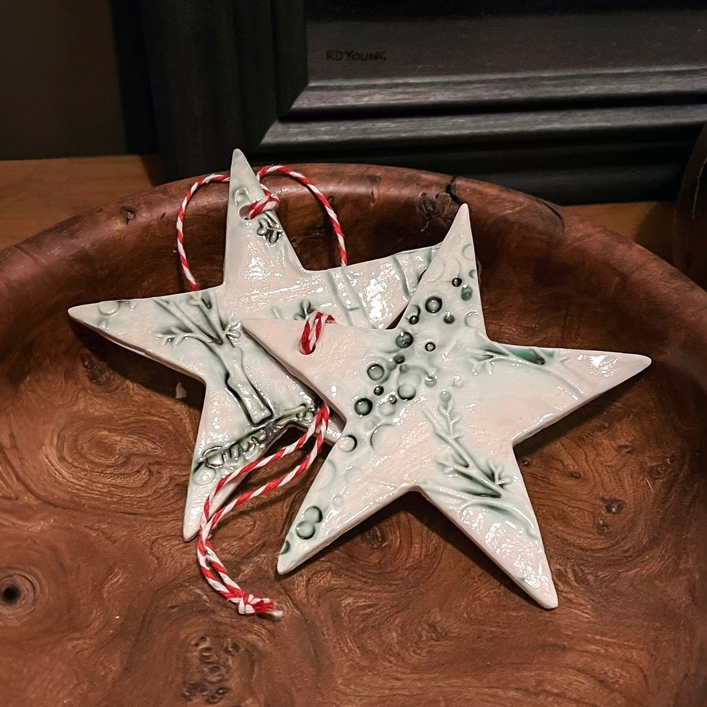 Unique Handcrafted Porcelain Christmas Star Decorations