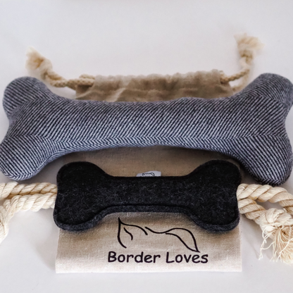 Wool Bone and Felt Rope Dog Toys