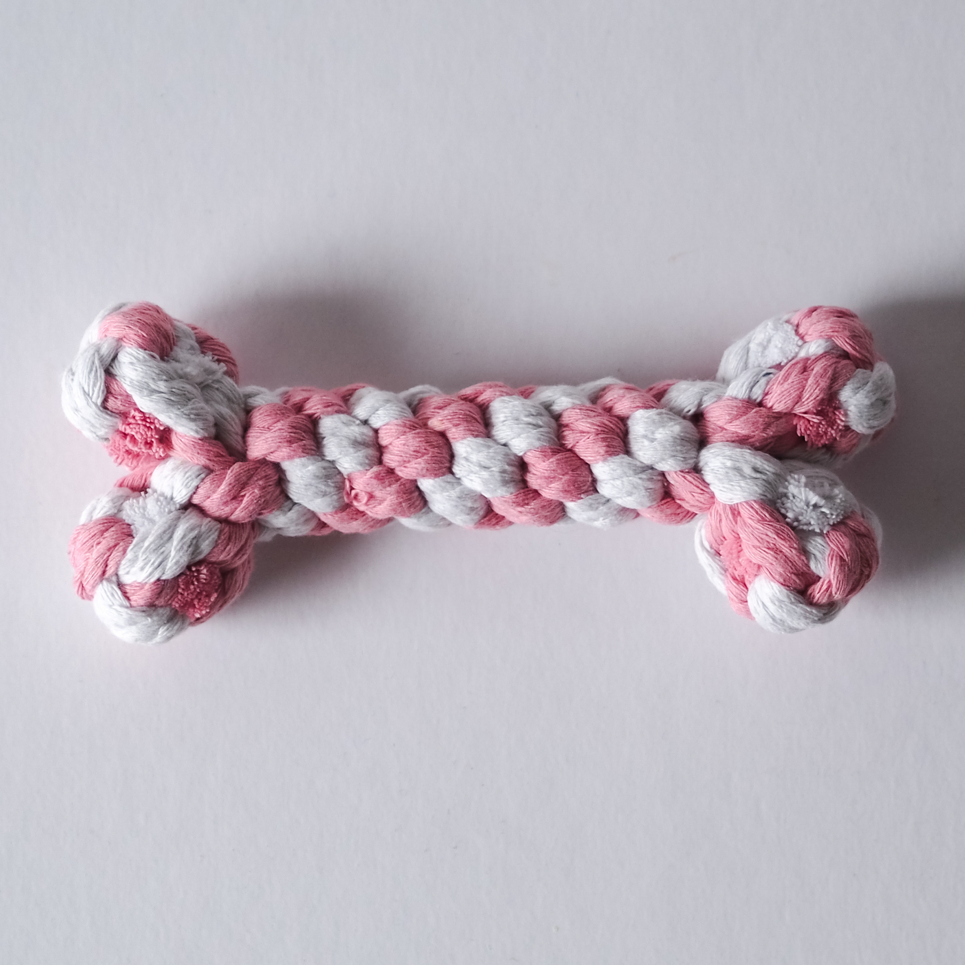 Pink and White bone shaped rope toy