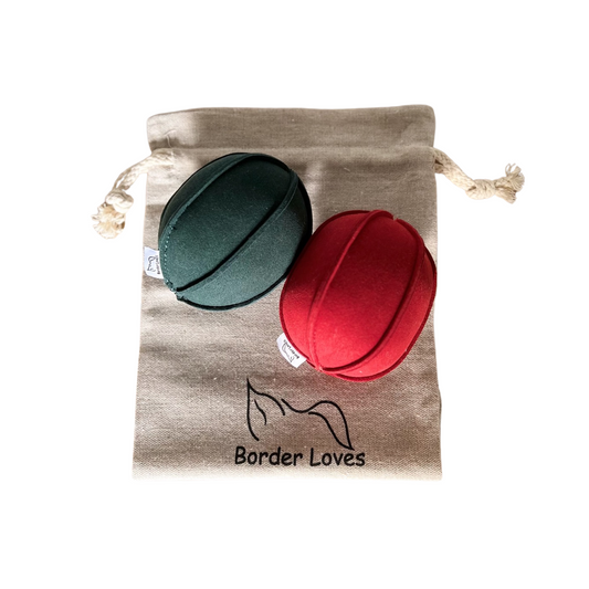 Red and Green Suede Play Ball Set