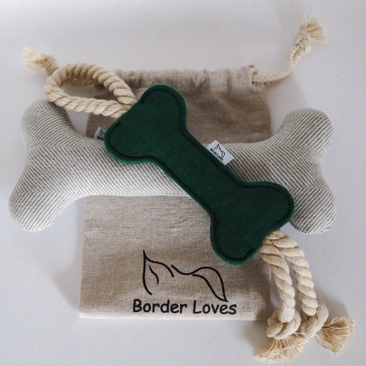 Squeaky Wool Bone and Felt Rope Dog Toys