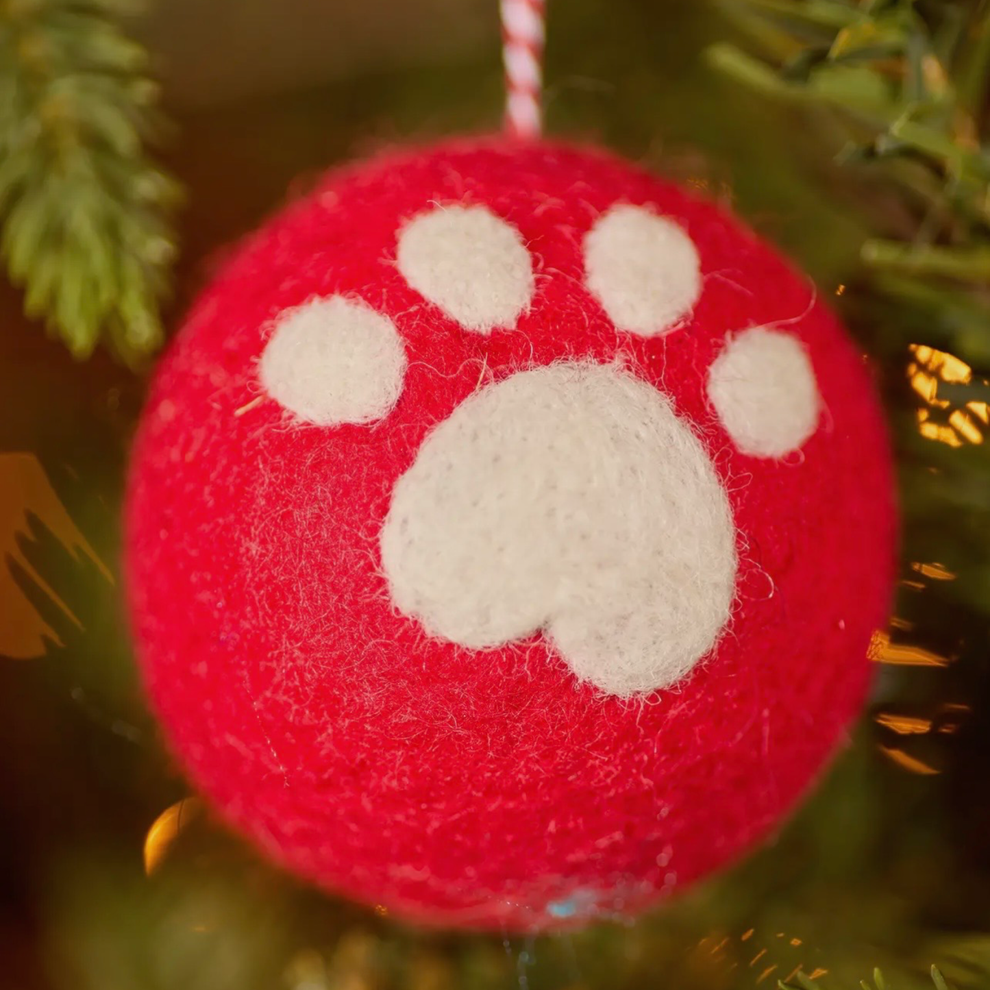 Felt Paw Print Christmas Tree Bauble