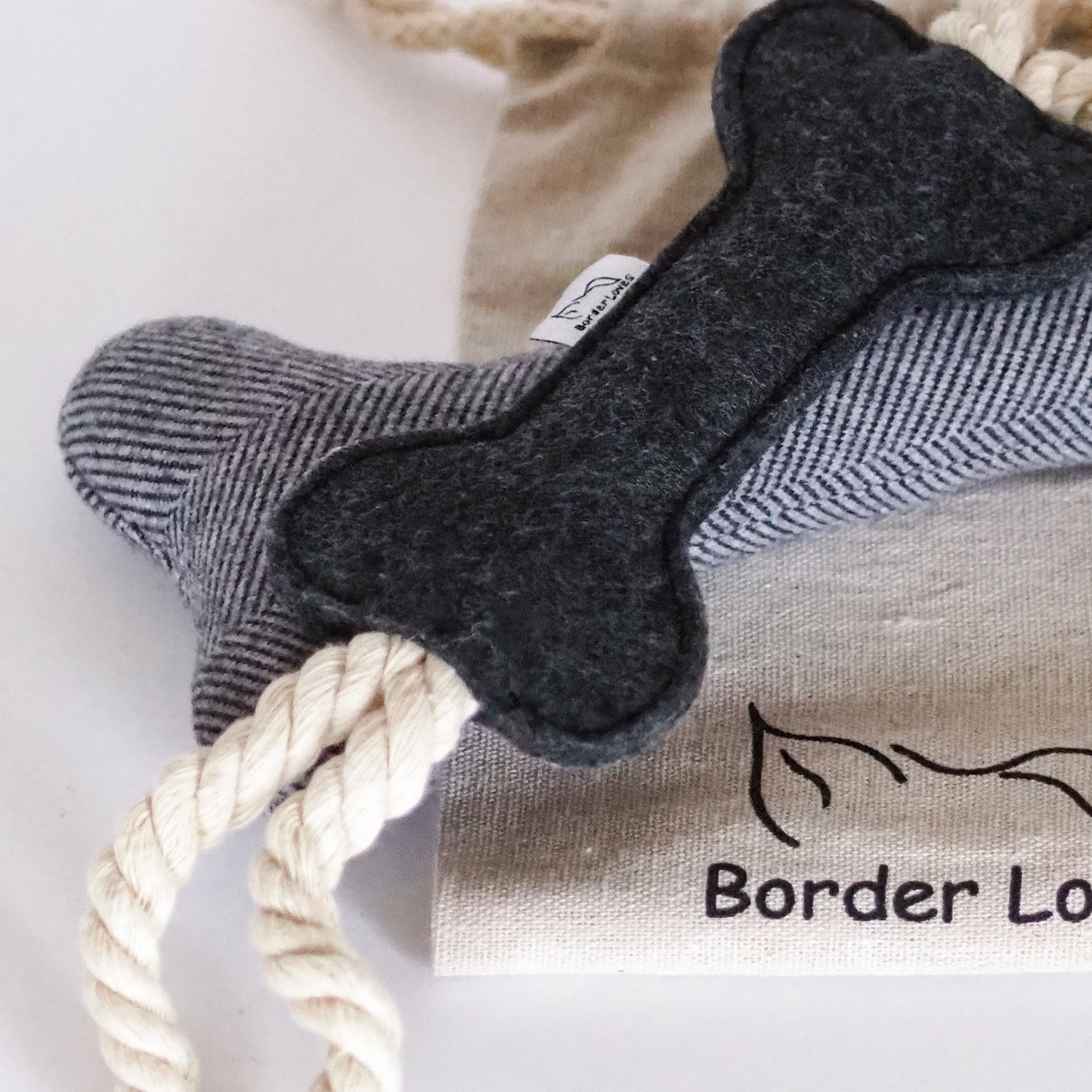 Wool and Felt - Set of 2 Grey and Black Dog Toys