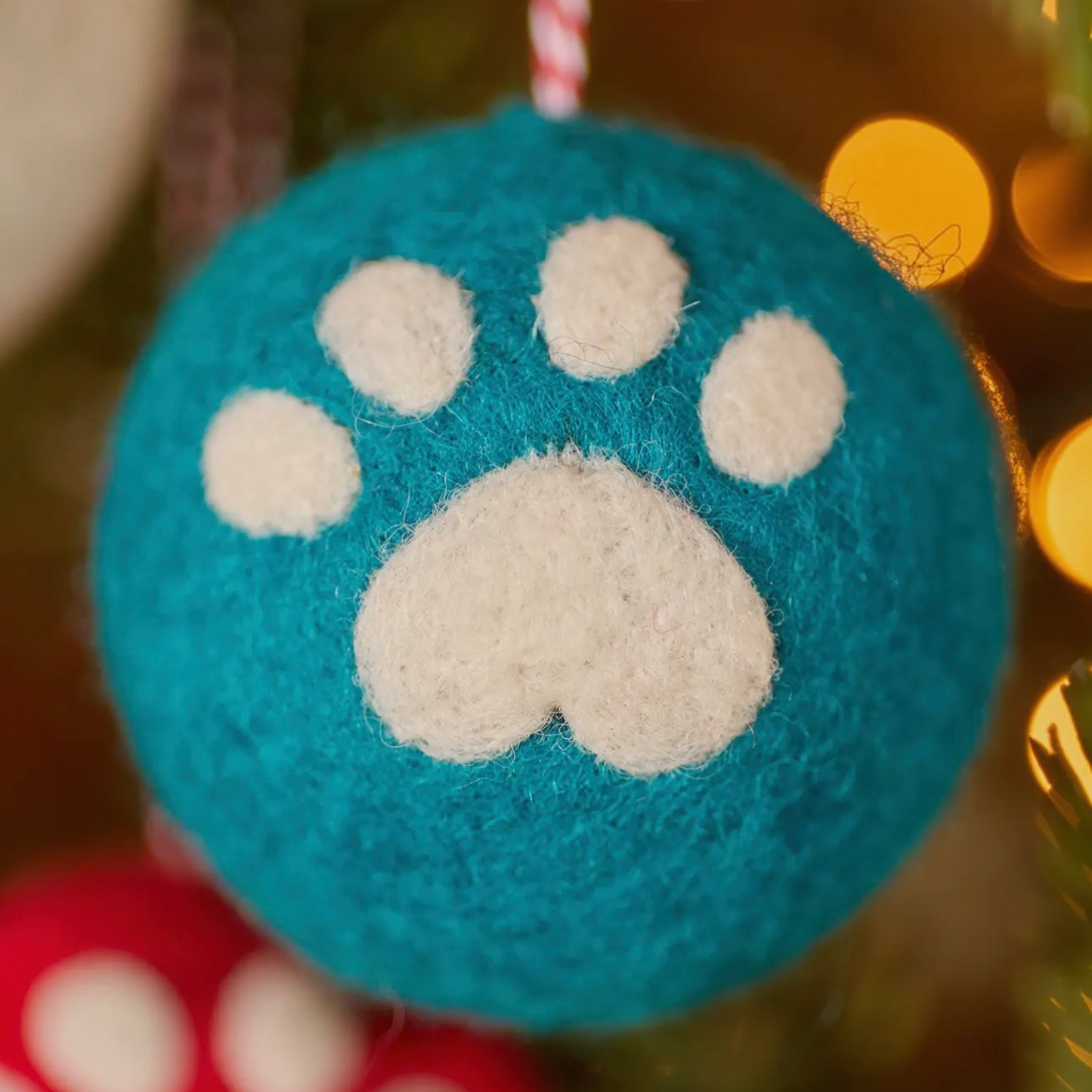 Felt Paw Print Christmas Tree Bauble