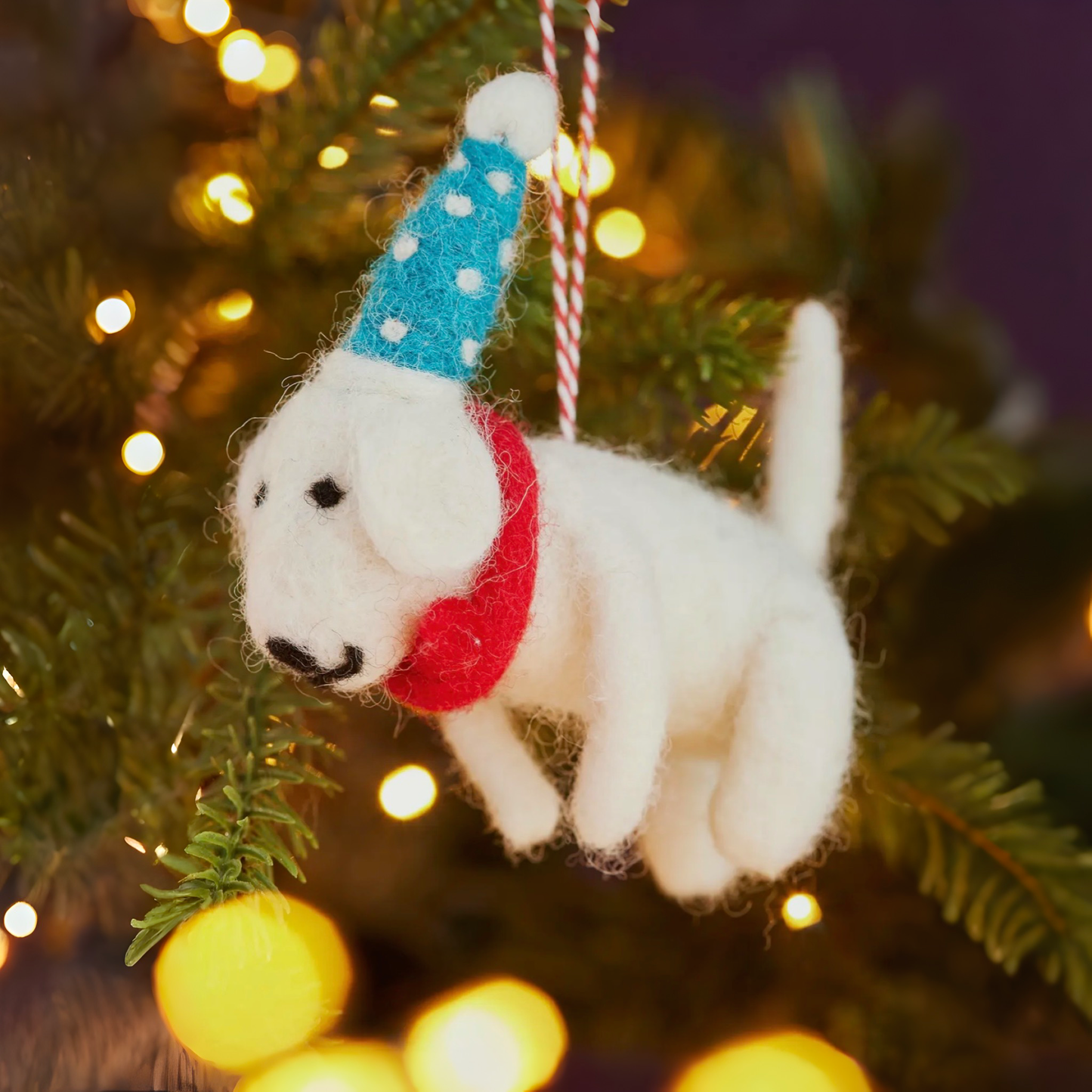 Felt Dog With Dotty Hat & Tie