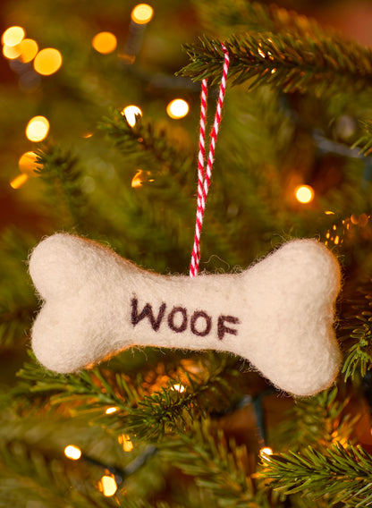 Felt Woof Bone Christmas Tree Decoration