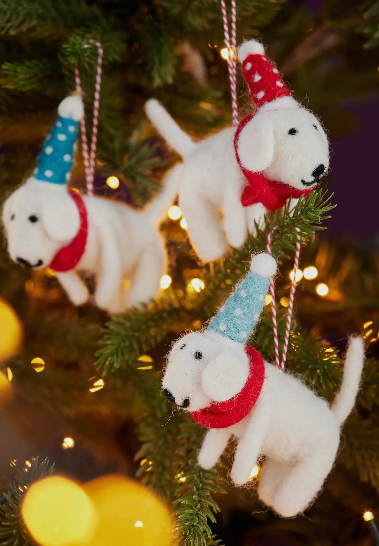 Felt Dog With Dotty Hat & Tie