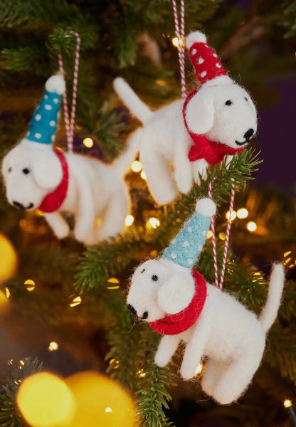 Felt Dog With Dotty Hat & Tie