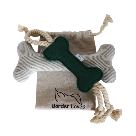 Squeaky Wool Bone and Felt Rope