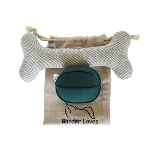 Squeaky Wool Bone and Suede Ball