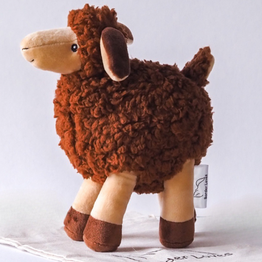 Luxury Dark Squeaky plush Sheep Dog Toy by Border Loves