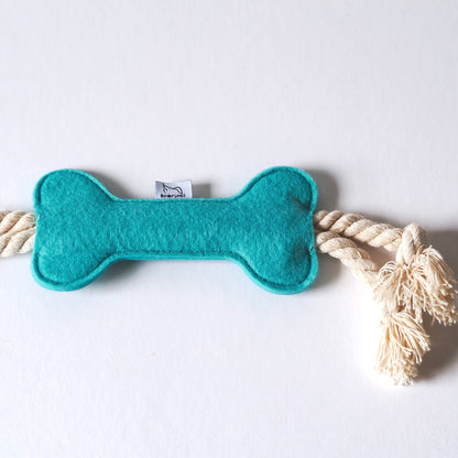Wool and Felt ~ Set of 2 Blue and Turquoise Dog Toys
