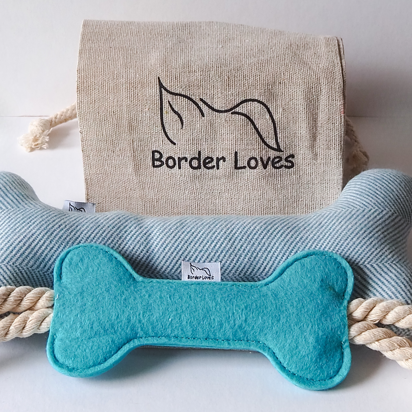 Wool and Felt ~ Set of 2 Blue and Turquoise Dog Toys