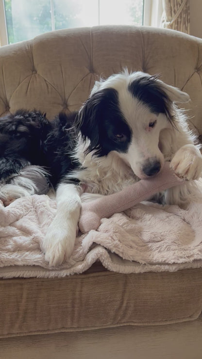 Wool and Felt Set of 2 Pink and Grey Dog Toys