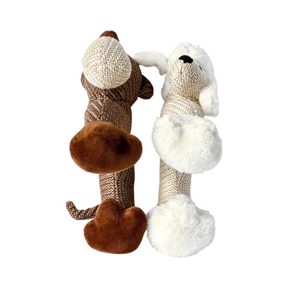 Squeaky monkey and Squeaky sheep dog toys from Border Loves with Plush Feet